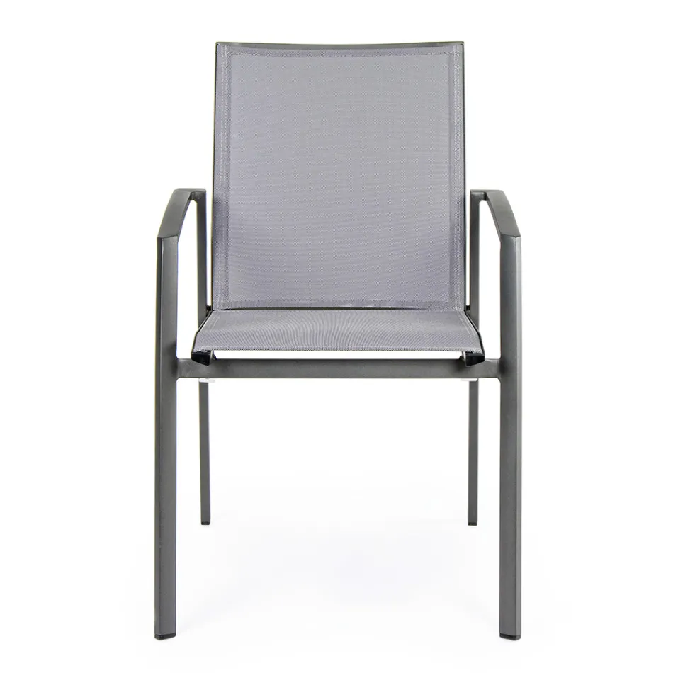 Silla de exterior apilable de aluminio pintado, Homemotion, 4 piezas - Odelia Viadurini