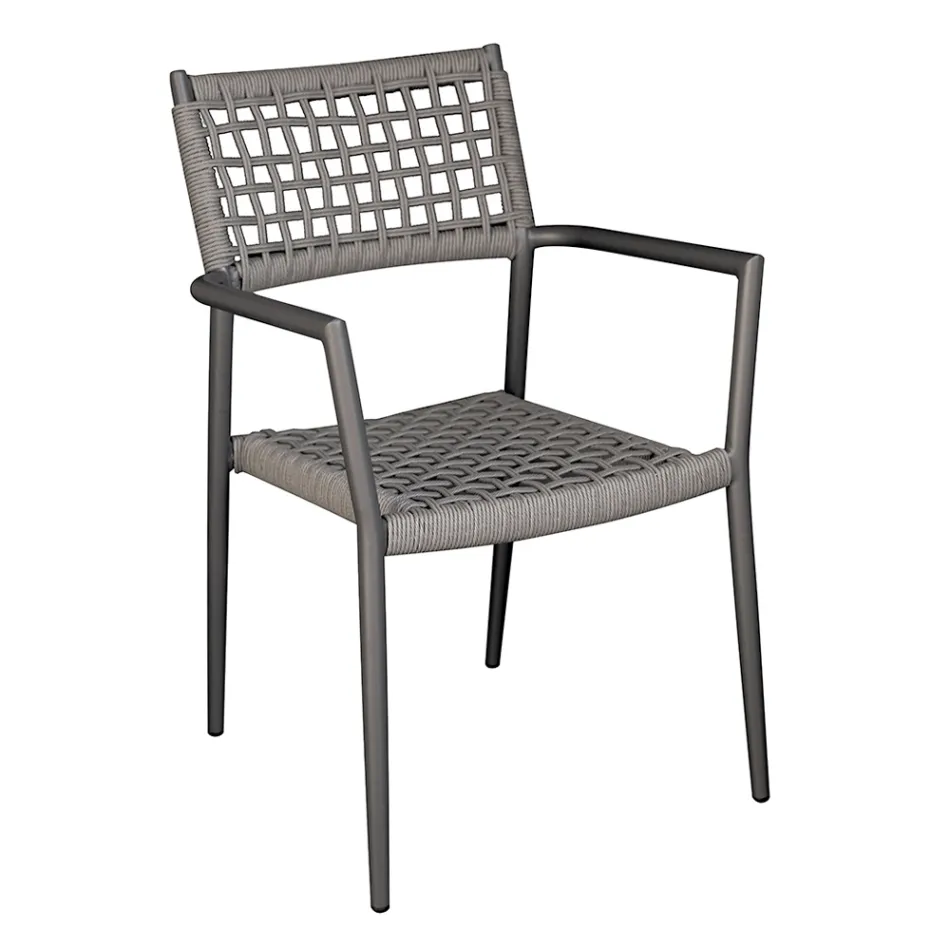 Silla de exterior apilable con asiento y respaldo de mimbre giratorio - Solefresco Viadurini