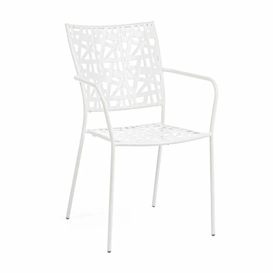 Silla apilable para exterior en acero con acabado mate, 4 piezas - Ralia Viadurini