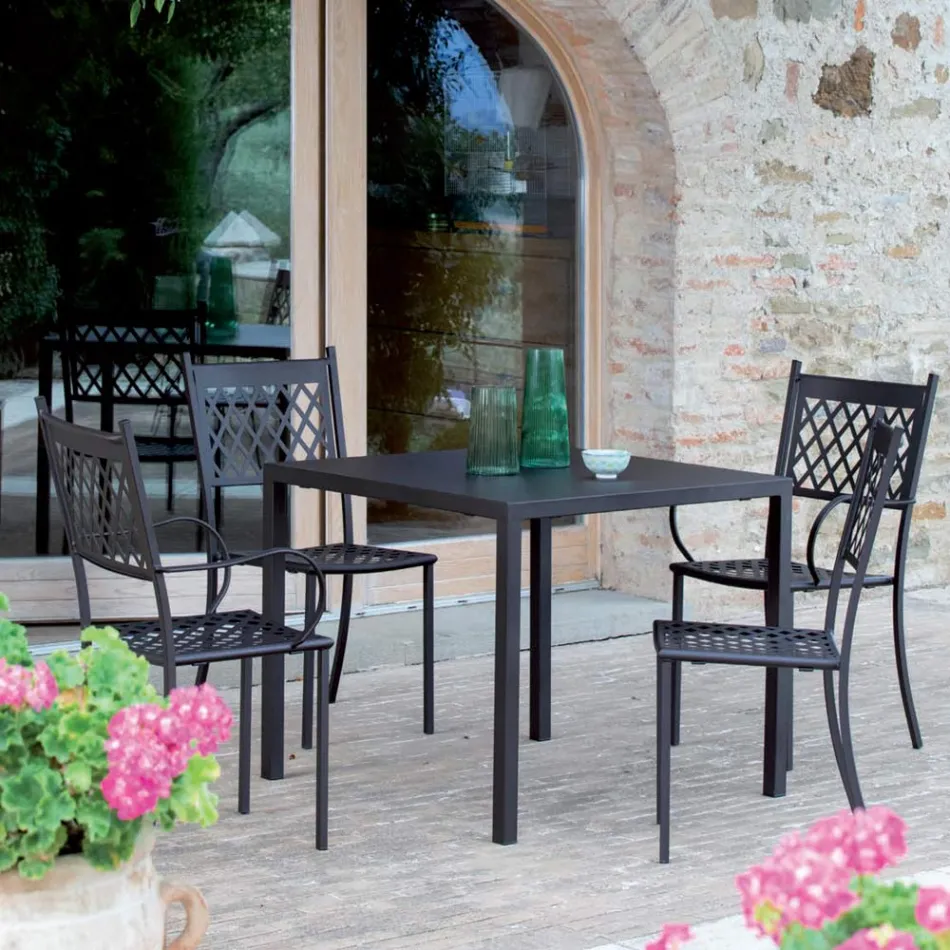 Silla de exterior apilable en acero galvanizado Made in Italy 4 piezas - Celia Viadurini