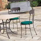 Silla apilable de hierro para exterior con cojín Made in Italy 2 piezas - Allegra Viadurini