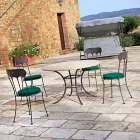 Silla apilable de hierro para exterior con cojín Made in Italy 2 piezas - Allegra Viadurini