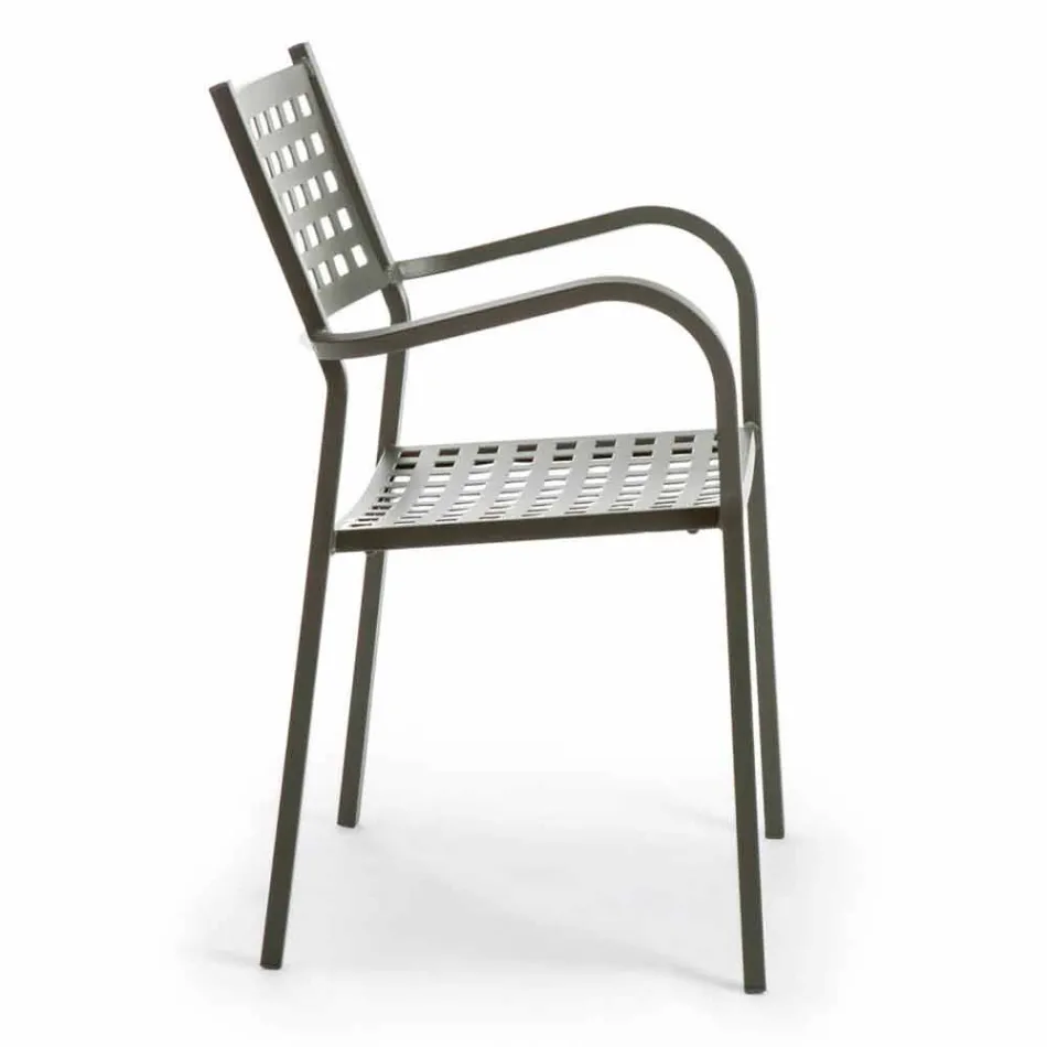Silla apilable de exterior en metal pintado Made in Italy, 8 piezas - Lina Viadurini