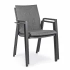 Silla apilable para exteriores en tela y aluminio pintado, 4 piezas - Assia Viadurini