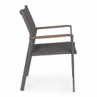 Silla apilable para exteriores en Textilene y Aluminio Antracita, 6 Piezas - Urban Viadurini