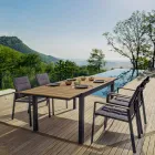 Silla apilable para exteriores en Textilene y Aluminio Antracita, 6 Piezas - Urban Viadurini