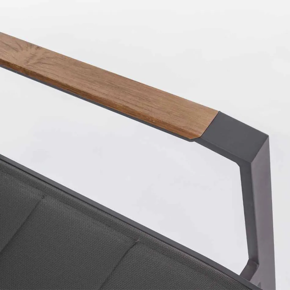 Silla apilable para exteriores en Textilene y Aluminio Antracita, 6 Piezas - Urban Viadurini