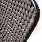 Silla de jardín apilable con apoyabrazos de metal y cuerda, 4 piezas - Cabaret Viadurini