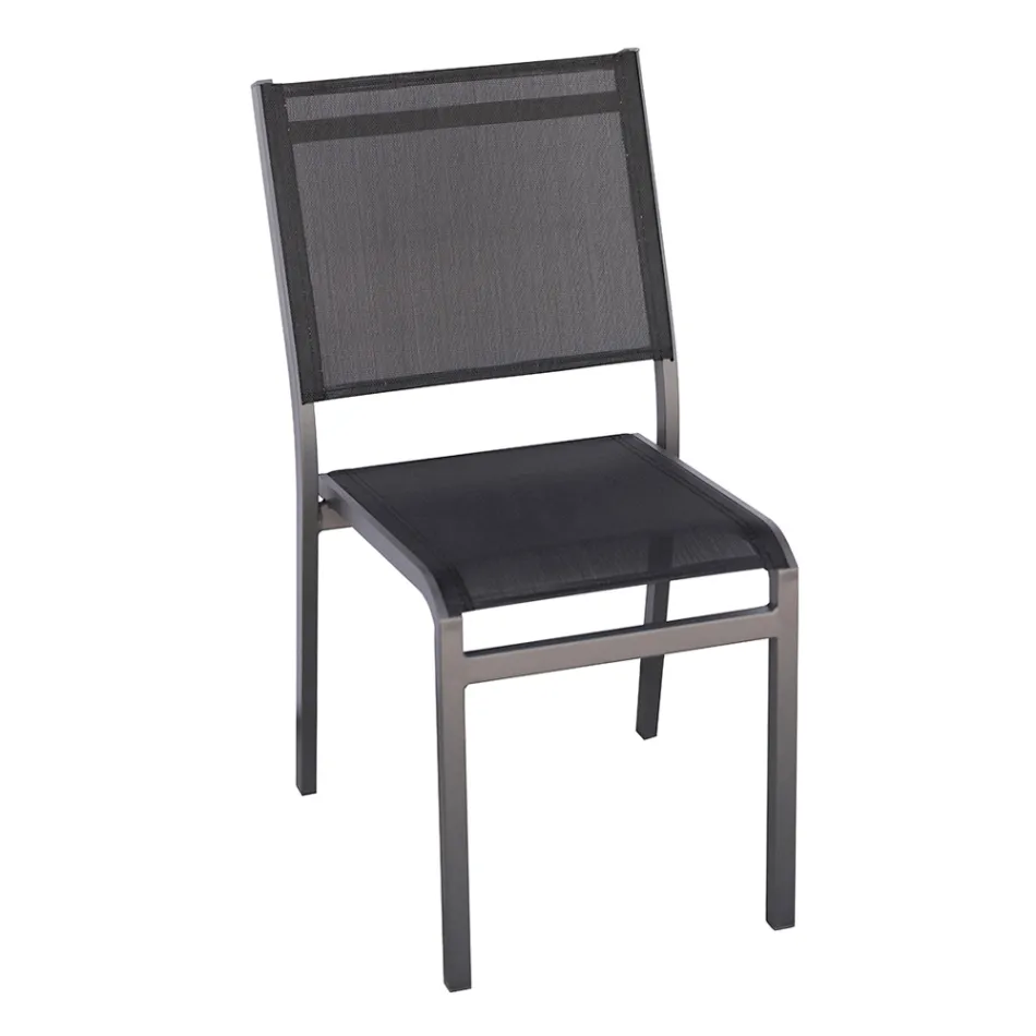 Silla de jardín apilable de aluminio y textilene blanca o gris - Floraforma Viadurini