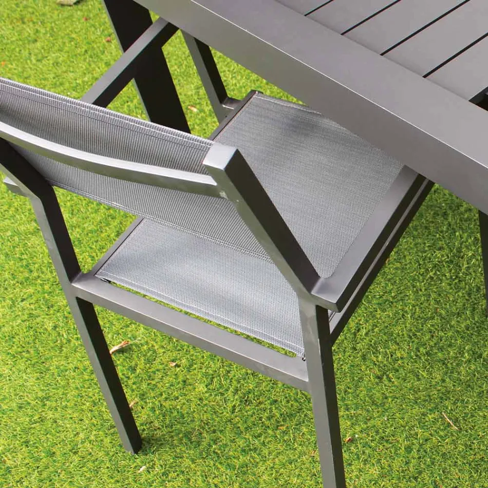 Silla de jardín apilable de aluminio y textileno - Ninfea Viadurini