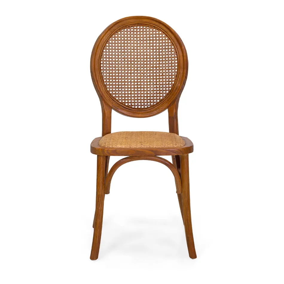 Silla de salón apilable en madera de Ailando y paja de Viena - Laguna Viadurini