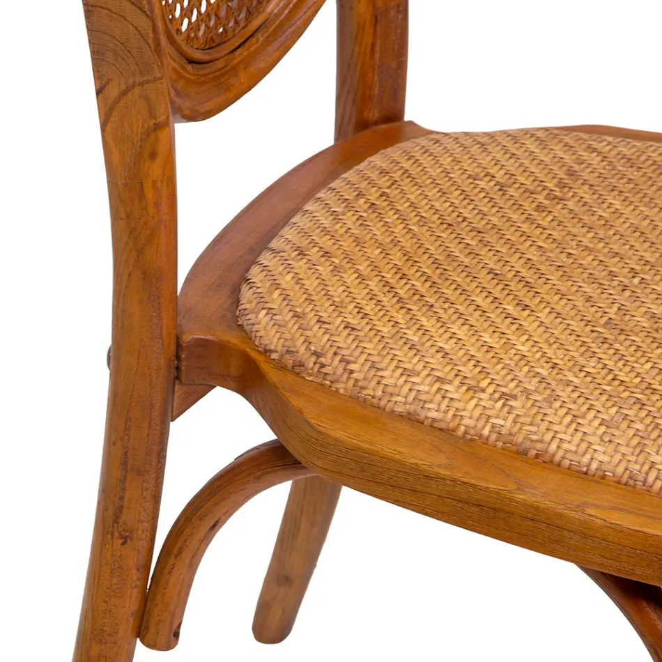 Silla de salón apilable en madera de Ailando y paja de Viena - Laguna Viadurini