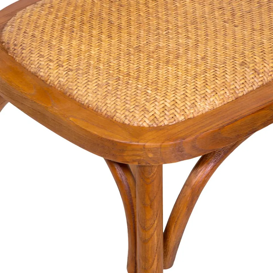 Silla de salón apilable en madera de Ailando y paja de Viena - Laguna Viadurini