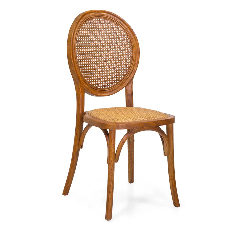 Silla de salón apilable en madera de Ailando y paja de Viena - Laguna Viadurini