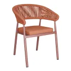 Silla apilable de aluminio con cojín de cuerda y respaldo - Frescultura Viadurini