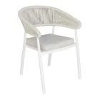Silla apilable de aluminio con cojín de cuerda y respaldo - Frescultura Viadurini