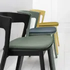 Silla Apilable de Fresno con Asiento de Tela Made in Italy, 2 Piezas - Oslo Viadurini