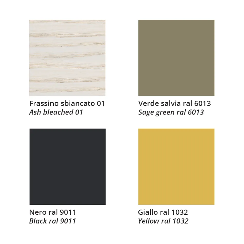 Silla Apilable de Fresno con Asiento de Tela Made in Italy, 2 Piezas - Oslo Viadurini