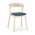 Silla Apilable de Fresno con Asiento de Tela Made in Italy, 2 Piezas - Oslo Viadurini