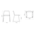 Silla apilable de madera con asiento de terciopelo Made in Italy, 2 piezas - Leipzig Viadurini