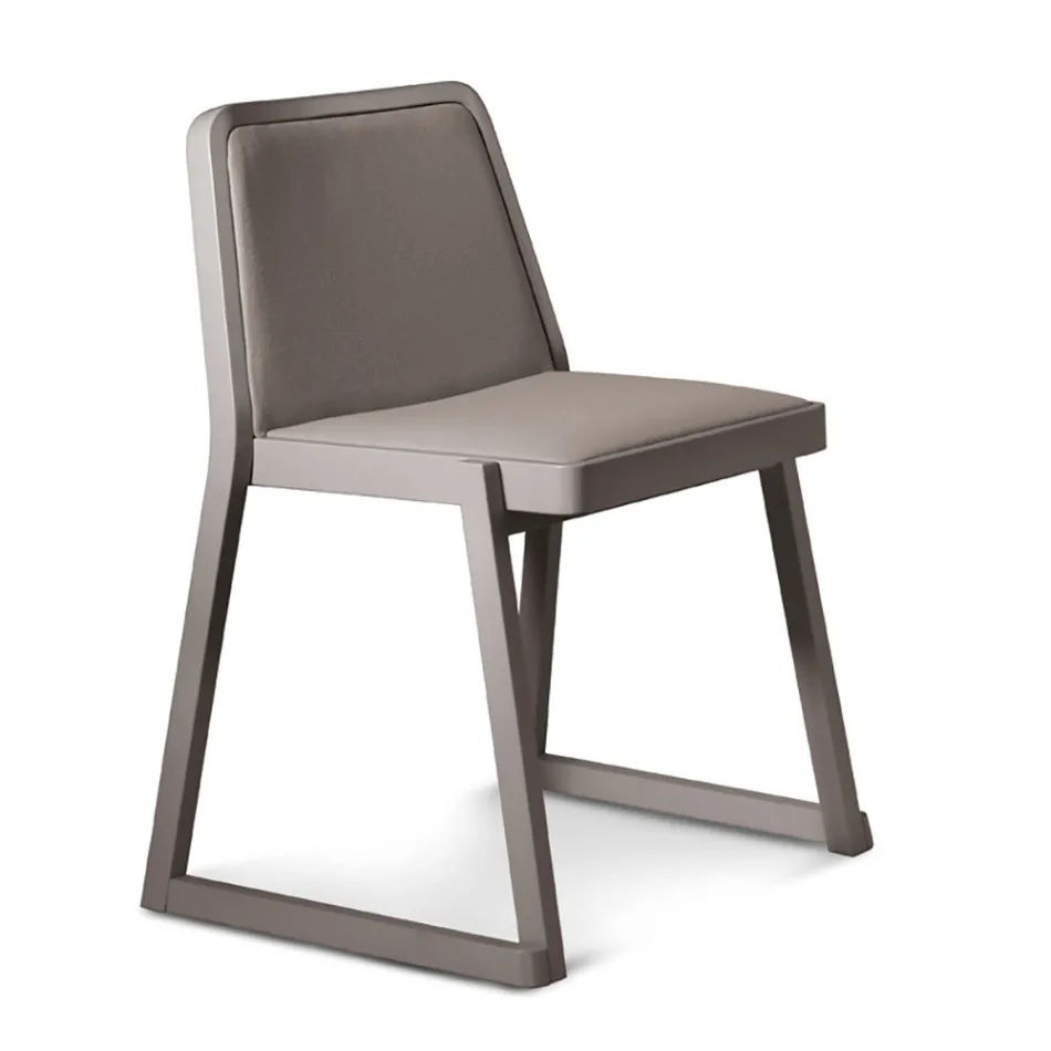 Silla apilable de madera con asiento de terciopelo Made in Italy, 2 piezas - Leipzig Viadurini