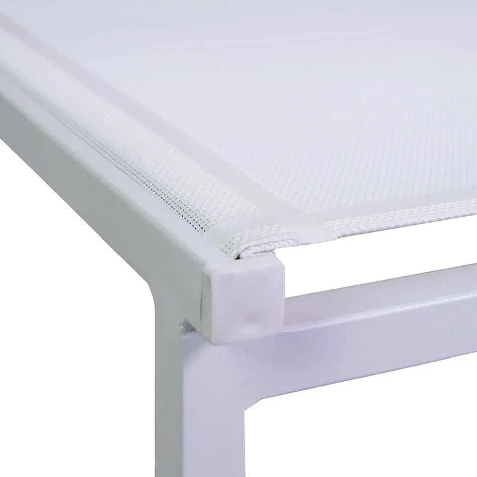 Silla apilable de textilene y estructura de aluminio blanco - Pennarello Viadurini