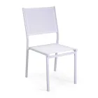 Silla apilable de textilene y estructura de aluminio blanco - Pennarello Viadurini