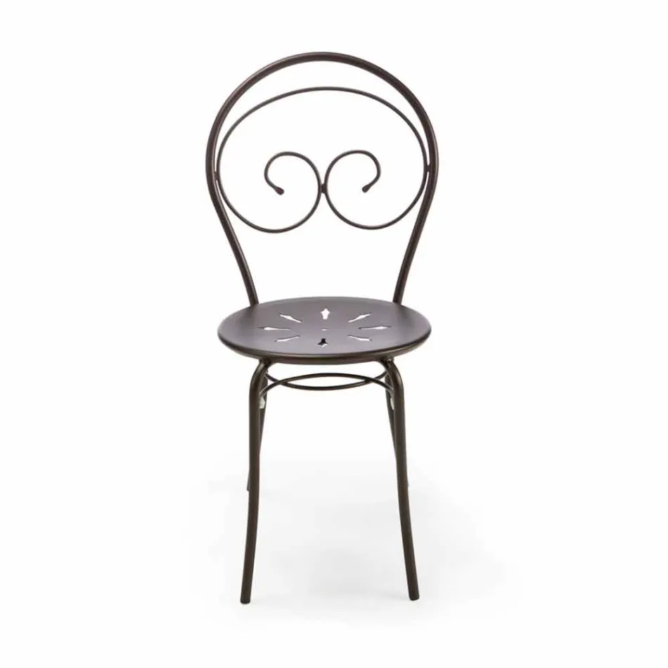 Silla apilable de exterior en metal Made in Italy, 2 piezas - Autoridad Viadurini