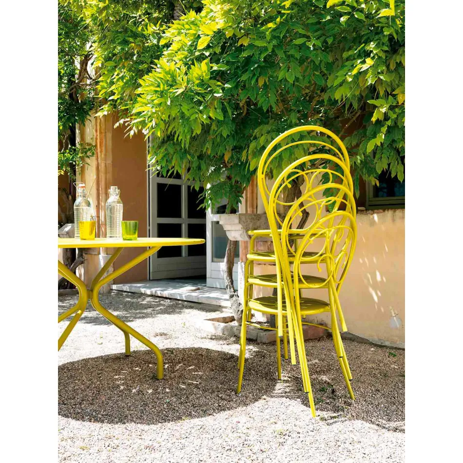 Silla apilable de exterior en metal Made in Italy, 2 piezas - Autoridad Viadurini