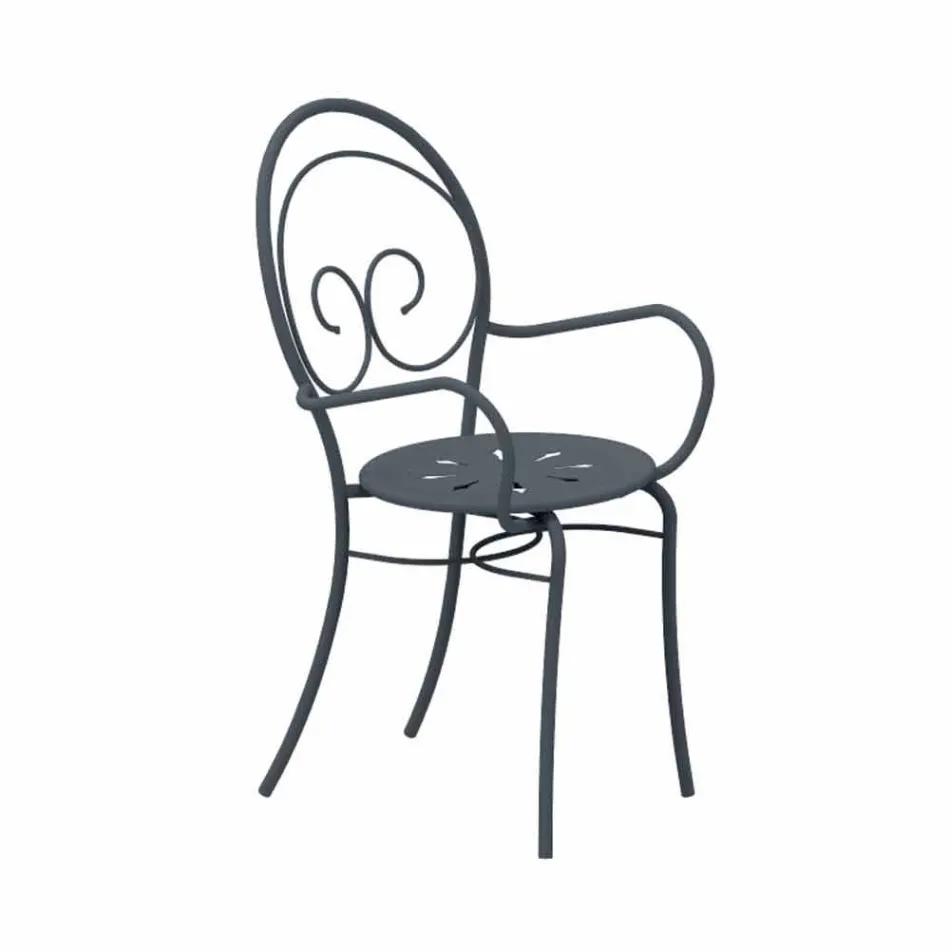 Silla apilable de exterior en metal Made in Italy, 2 piezas - Autoridad Viadurini