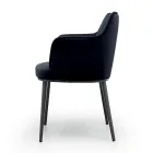 Silla de acero con asiento tapizado en terciopelo Made in Italy - Arisa Viadurini