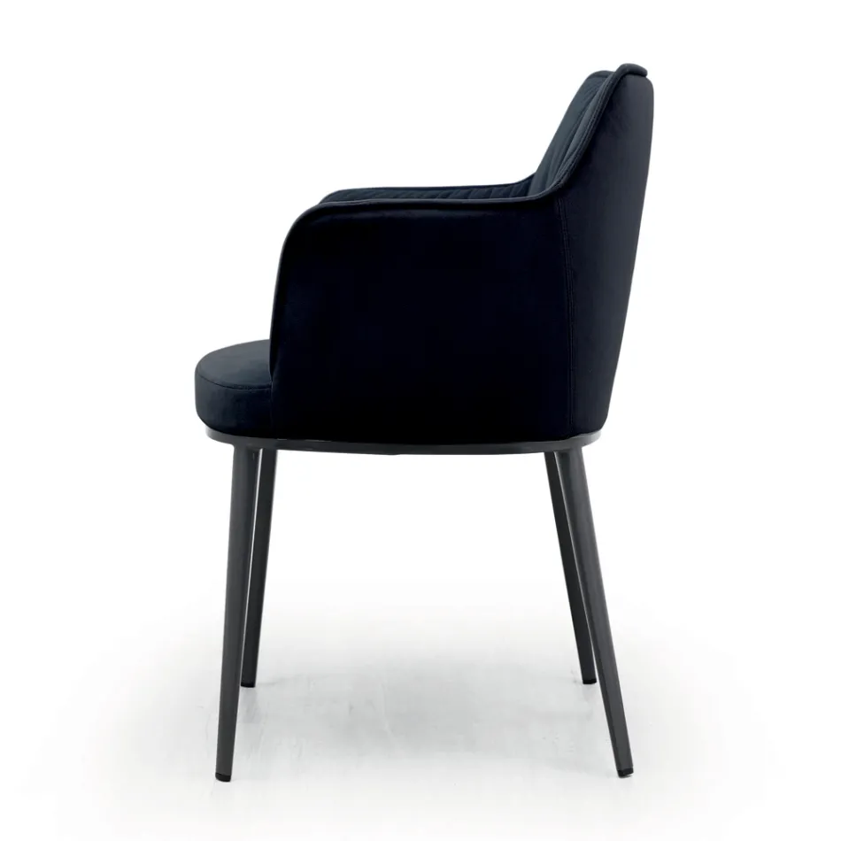 Silla de acero con asiento tapizado en terciopelo Made in Italy - Arisa Viadurini