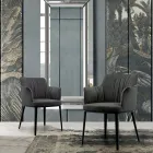 Silla de acero con asiento tapizado en terciopelo Made in Italy - Arisa Viadurini