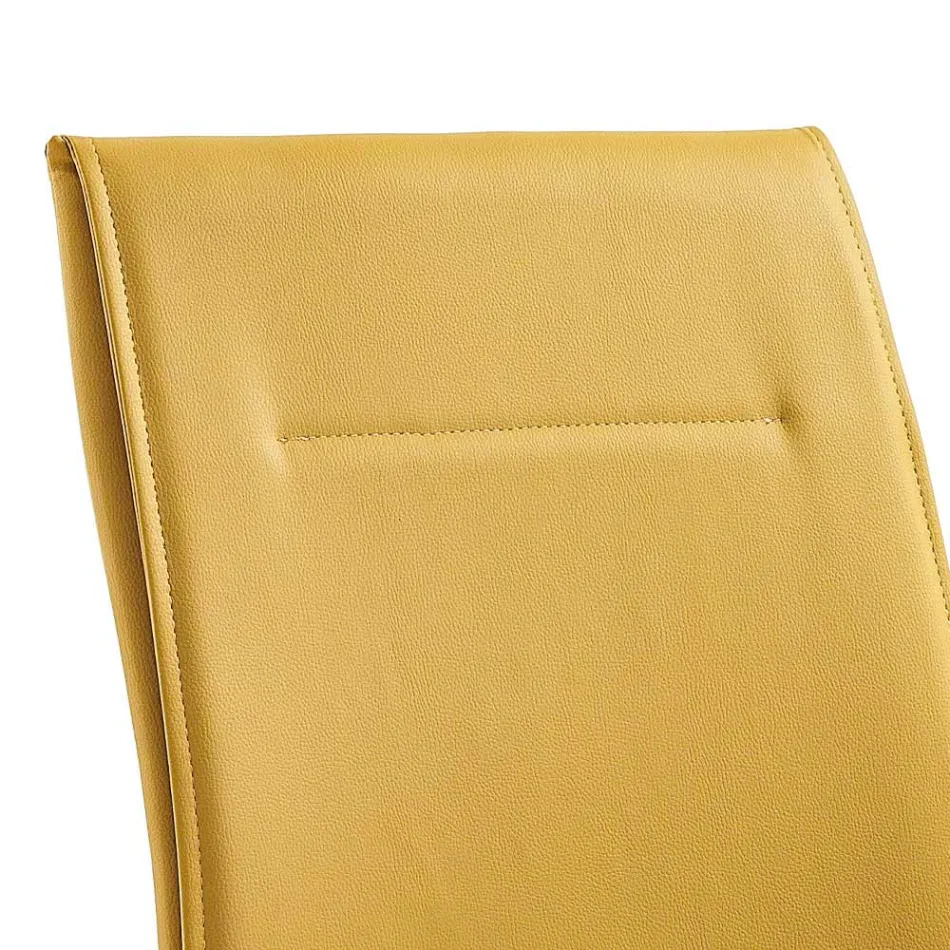 Silla de comedor de piel sintética de diseño moderno y elegante - Granger Viadurini