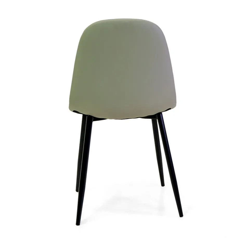 Silla de ecopiel con distintos acabados y estructura metálica - Pencil Viadurini