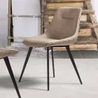 Silla Ecopiel efecto Nabuk, estructura metálica - Ermes Viadurini