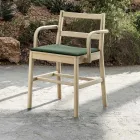 Silla de haya maciza con reposabrazos y asiento acolchado Made in Italy - Nora Viadurini