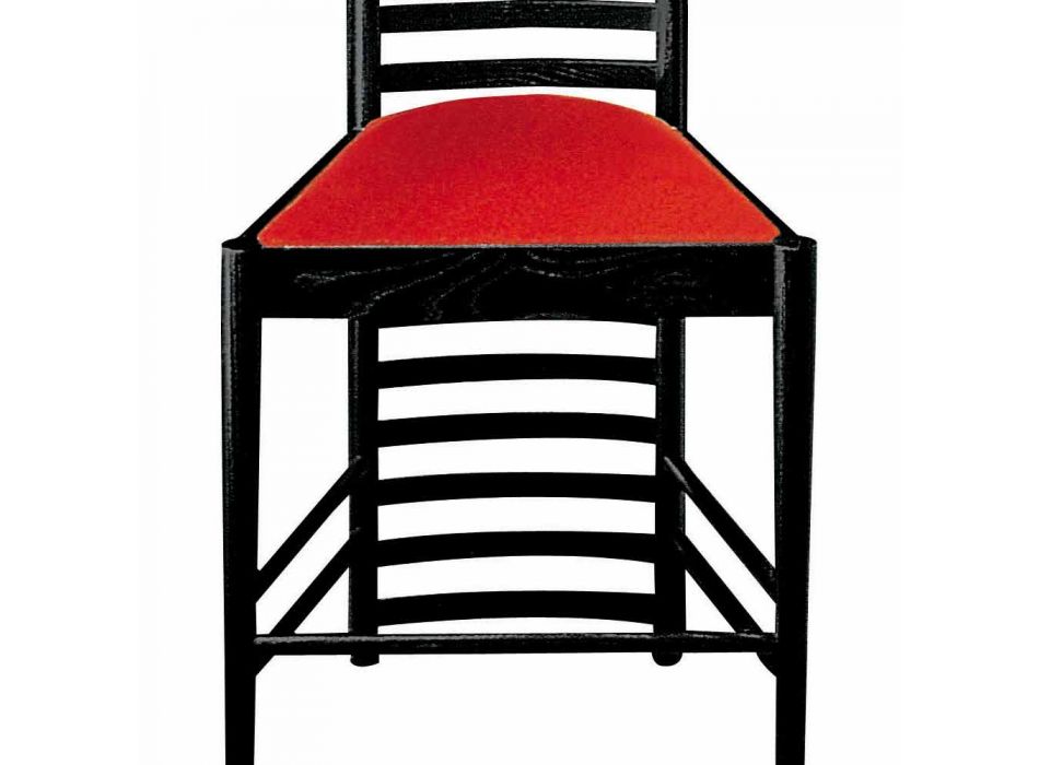 Silla de fresno pintado de negro con asiento de algodón Made in Italy - Merapio Viadurini
