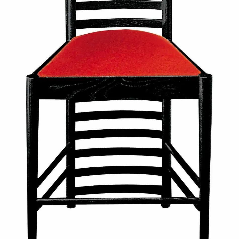 Silla de fresno pintado de negro con asiento de algodón Made in Italy - Merapio Viadurini