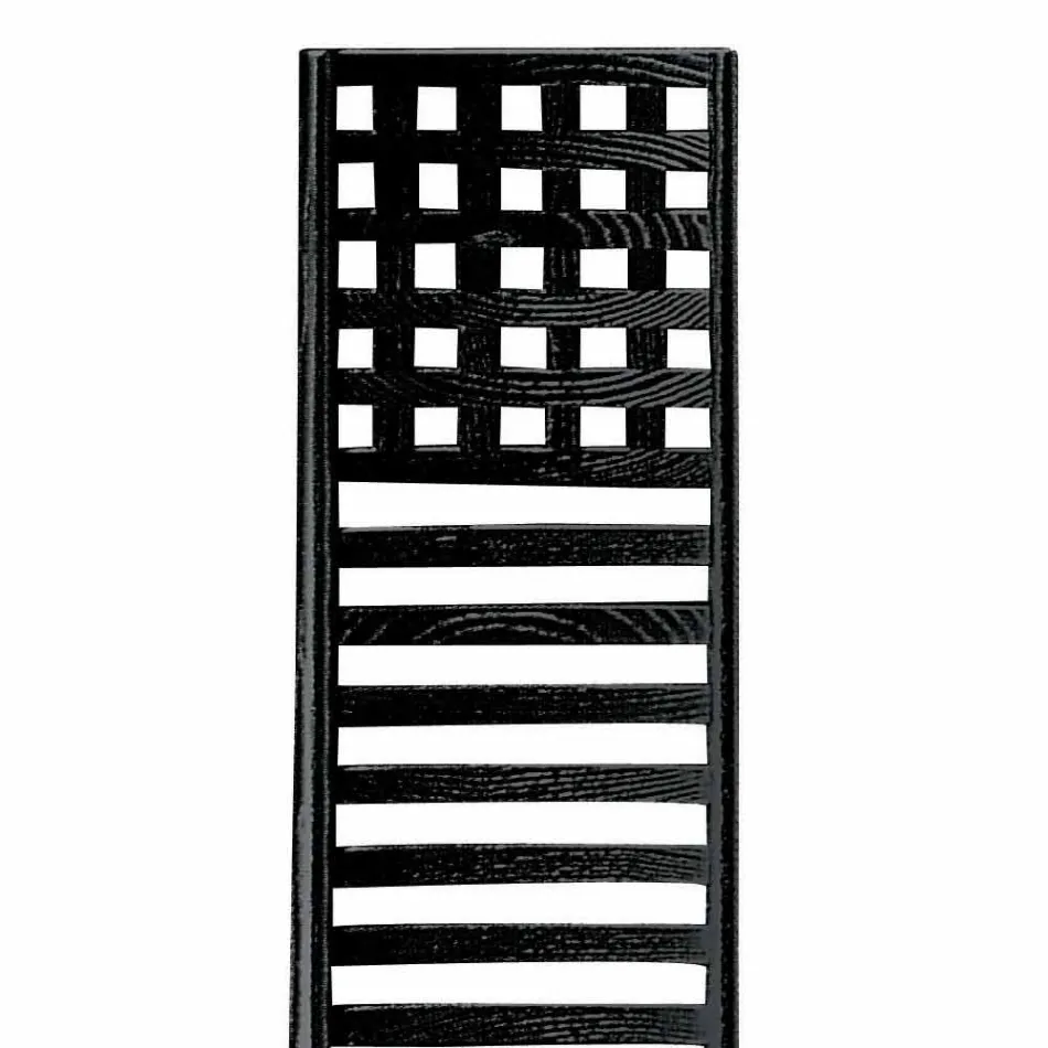 Silla de fresno pintado de negro con asiento de algodón Made in Italy - Merapio Viadurini