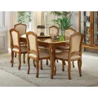 Silla Clásica de Madera con Tela Tapizada de Lujo Made in Italy - Majesty Viadurini