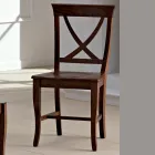 Silla de Madera Maciza Diseño Clásico Respaldo Cruzado - Debussy Viadurini