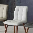 Silla de madera maciza tapizada en ecopiel violeta Viadurini