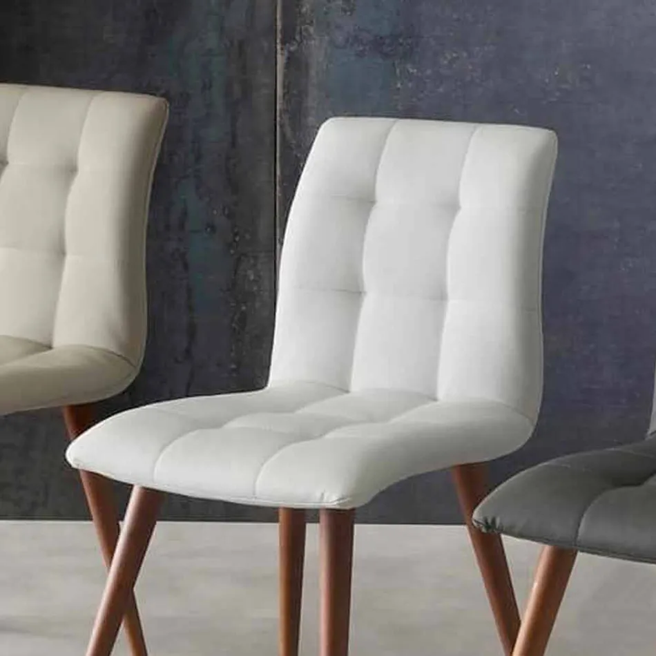 Silla de madera maciza tapizada en ecopiel violeta Viadurini