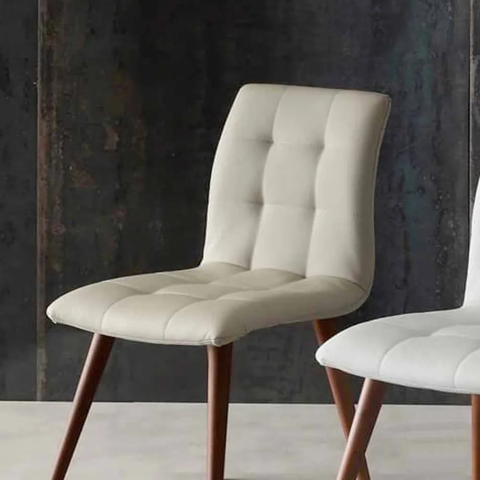 Silla de madera maciza tapizada en ecopiel violeta Viadurini