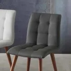 Silla de madera maciza tapizada en ecopiel violeta Viadurini