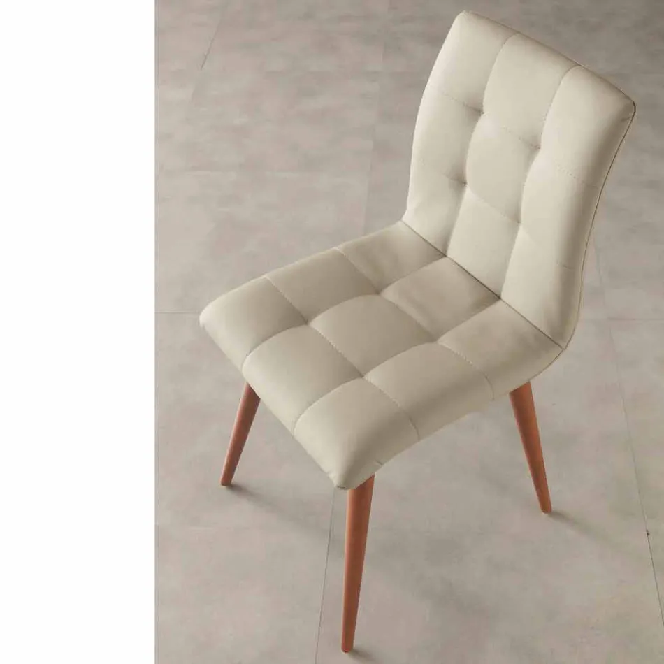 Silla de madera maciza tapizada en ecopiel violeta Viadurini