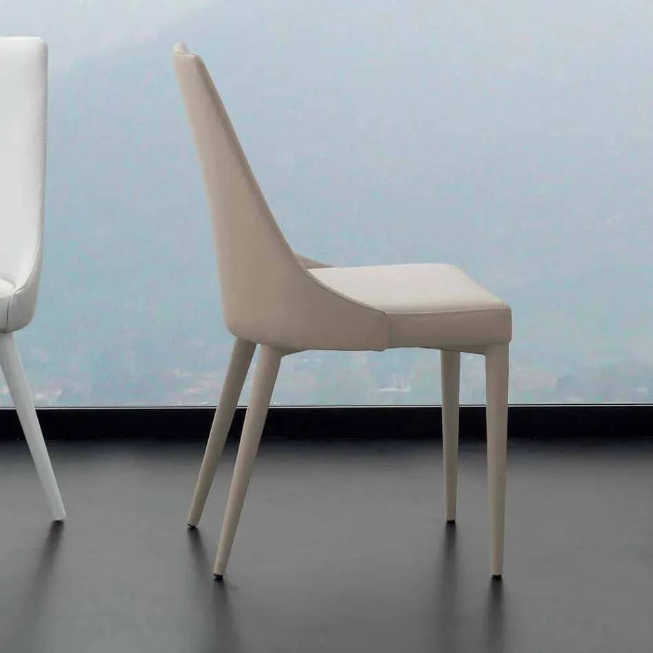 Silla de metal totalmente tapizada en cuero ecológico Nepitella Viadurini