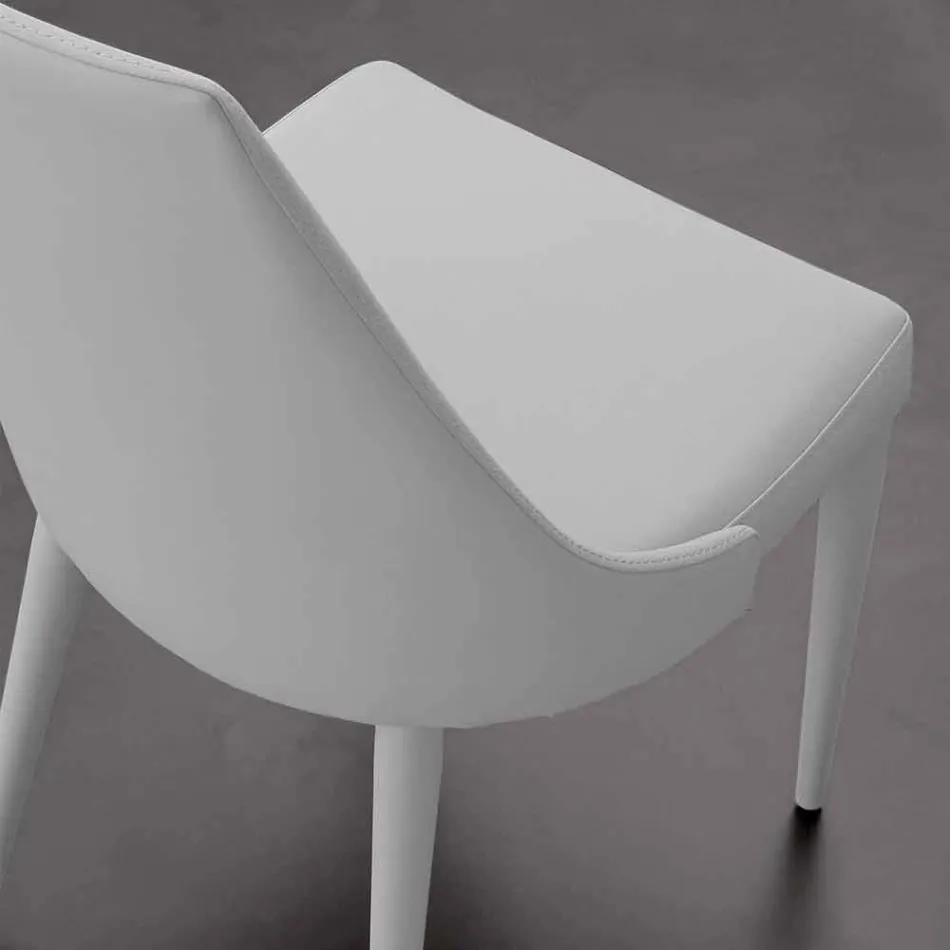 Silla de metal totalmente tapizada en cuero ecológico Nepitella Viadurini