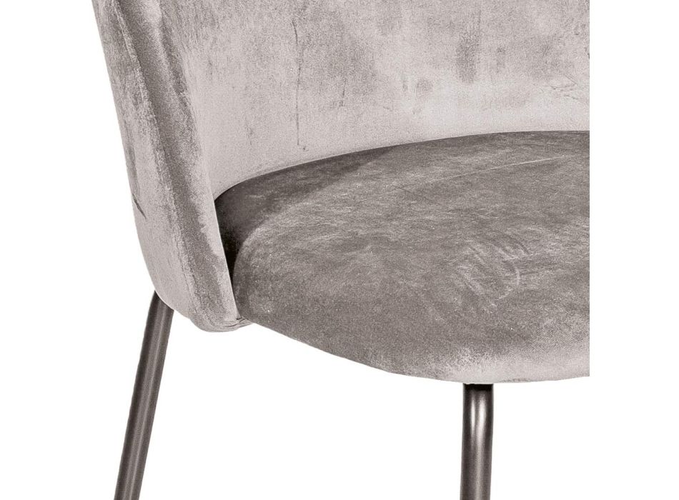 Silla de metal negro y asiento de terciopelo gris Made in Italy - Meredith Viadurini